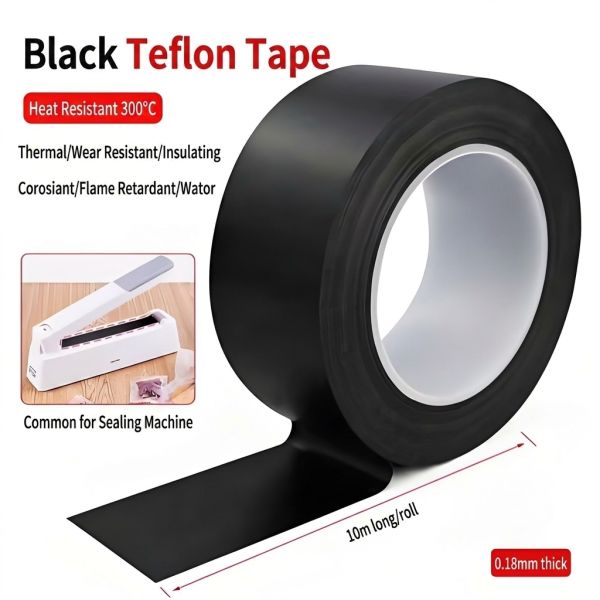 Black Anti-static PTFE Film Tape Self Adhesive 260℃ High Temperature Teflon Tape for Electronic Workshop