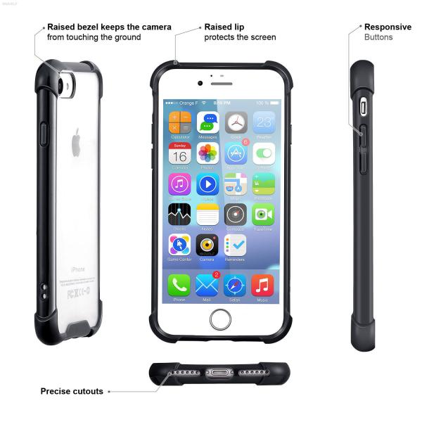 Clear TPU PC Hybrid Combo Shockproof Transparent Cell Phone Case for iPhone 8