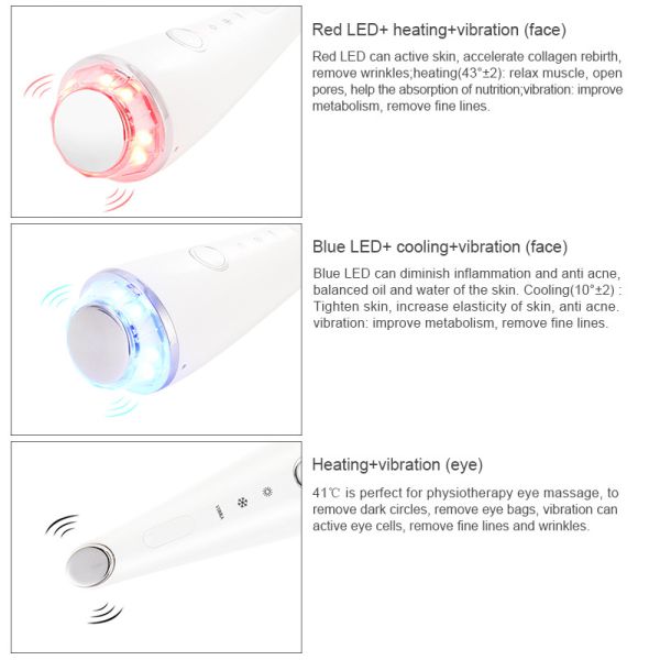 Hot Cold Hammer LED Light Photon Skin Tightening Massager Beauty Device
