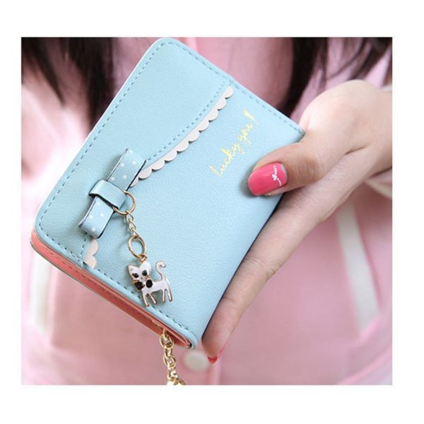 2016 new Korean bow kitty purse small pendant short wallet cute girls zipper