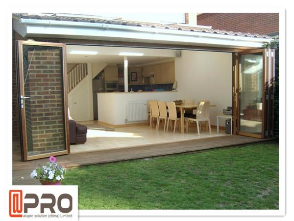 Australian Standard Aluminium Side Opening Door Single / Double Glazing Aluminum Frame Glass Bifold Door frameless bifol
