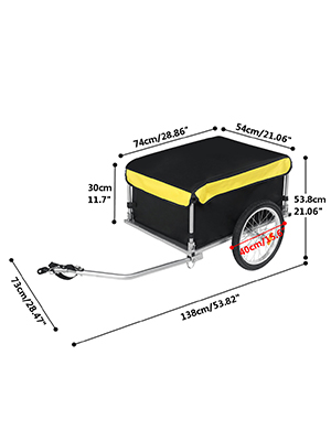 Bike Trailer Cargo Foldable Max Load, 2x16'' Inflatable Wheels, Aluminum Bicycle Cargo Trailer w/Hitch, for Lugg
