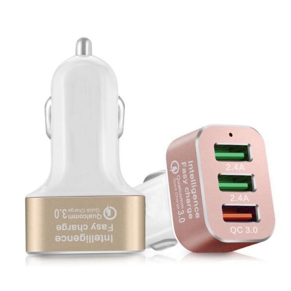 Quick Charger 3.0 42W  USB 3 Ports Cell Phone Car Charger