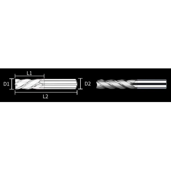 HRC50/55/60/65 4 Flute Carbide End Mill 3mm - 12mm Diameter For Stainless Steel