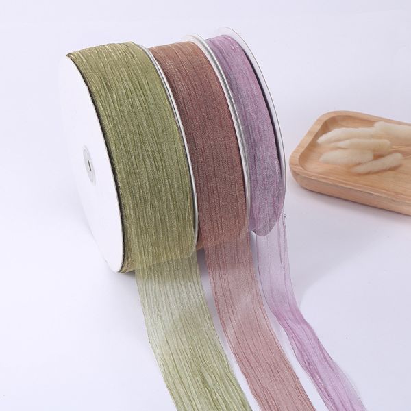 Подарочная упаковка 25 мм Органза лента Корея 2,5 см Прочная проволочная лента