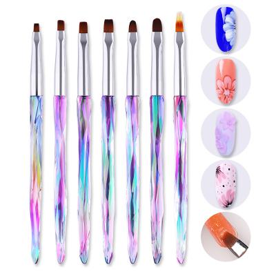 Nylon Acrylic Handle Nail Gel Brush French Glitter Flower Magnet Nail Gel Pen