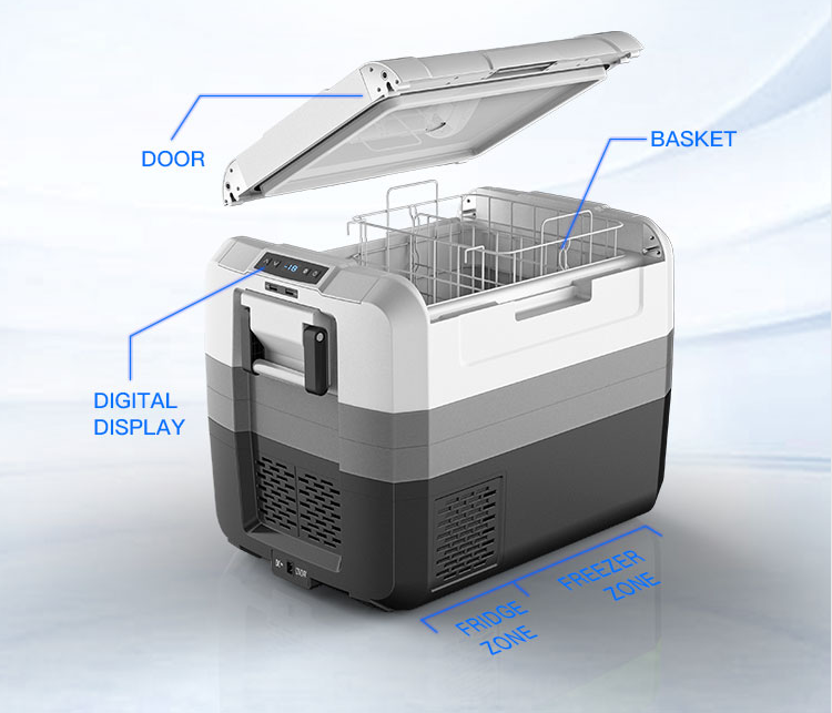 Matt Black 24V 55L Mini Refrigerator al aire libre
