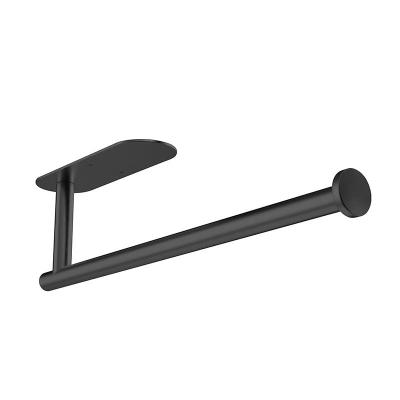 Kitchen Under Cabinet Stainless Steel Paper Towel Holder Wall Mounted Adhesive Black