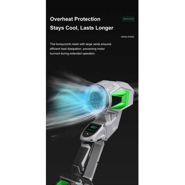 Commercial Brushless Leaf Blower B2B Supply | Smart LED Display 3-Speed Jet Fan, 21V 550W Electric Garden Blower with 180° Adjustable Handle | Wholesale Price