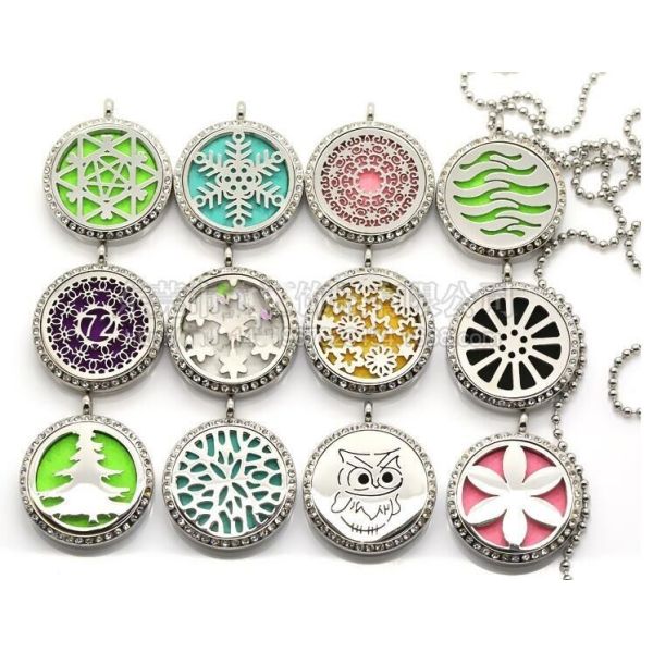 New 316L Stainless Steel Round Hollow Cutting Perfume Scented Oil Filling Floating Lockets