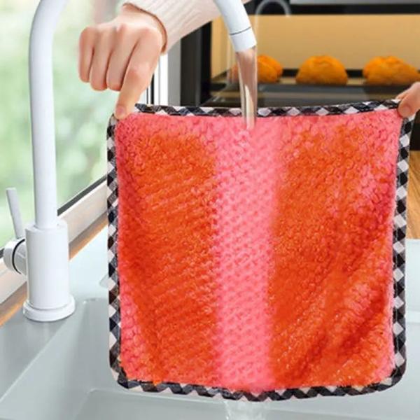 Stainless Steel Microfiber Dish Cloth 25x25cm Non-Stick Oil