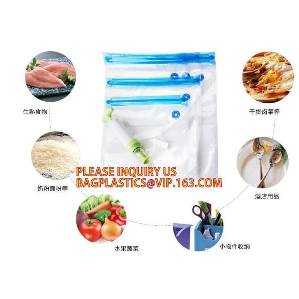 Disposable Transparent Vacuum Sealer Food Storage Plastic Packaging Roll Bag for Food Sealed, Textured Food Freshness St