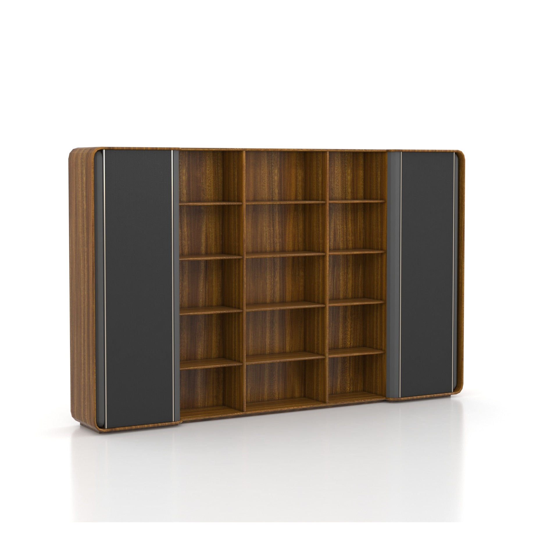 Цвет грецкого ореха шкафа Bookcase офиса дисплея древесины черного дерева для хранения
