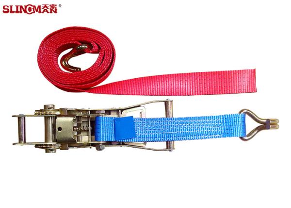 50MM Ratchet Tie Down Straps LC2500 DIN EN 12195-2 Corrosion Resistance With Eyes