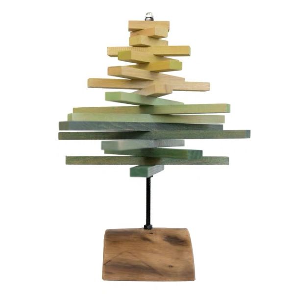 wooden rotating tree Christmas building block decoration desktop Christmas ornaments