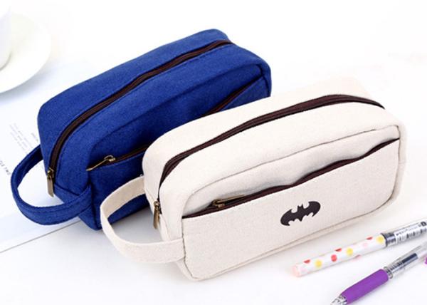 custom creative canvas pen bag with large capacity multi-layer zipper stationery bag for pens