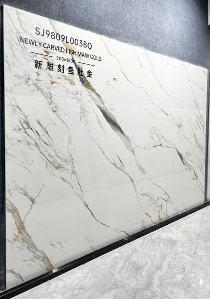 Carreau de porcelaine émaillée polie Carrara 900x1800mm Grade AAA