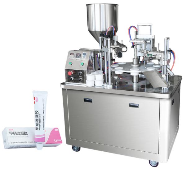 Máquina de enchimento e vedação automática de tubos moles multifuncionais para embalagens de tubos de loção de cosméticos