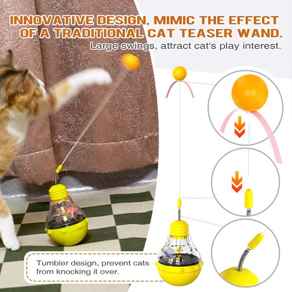Stimulate Cat Interest Purple Interactive Movement Pet Toy with Gravity Feed Leaky Food