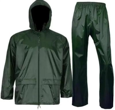 170T 180T Mens Work Raincoat Jacket And Pants Hood Construction Rain Coat