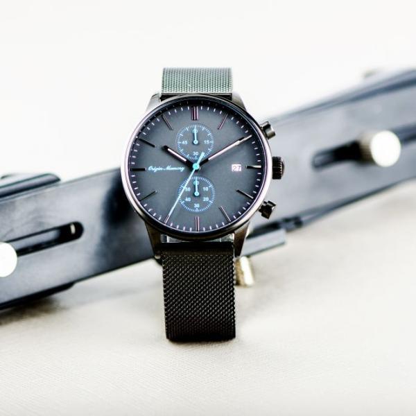 Relógio luxuoso análogo de quartzo do OEM 20mm do relógio do preto do negócio 3ATM