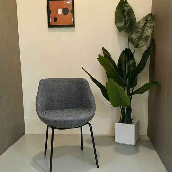 Comfortable Fabric Back Armless Accent Chair with Metal Legs-Modern Design for Bedroom Gym & Living Room Use