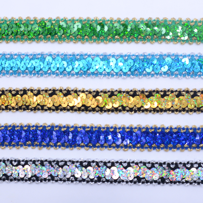 Роскошное сияющее   Отделка 2.5cm ленты Sequin PVC ЛЮБИМЦА эластичная
