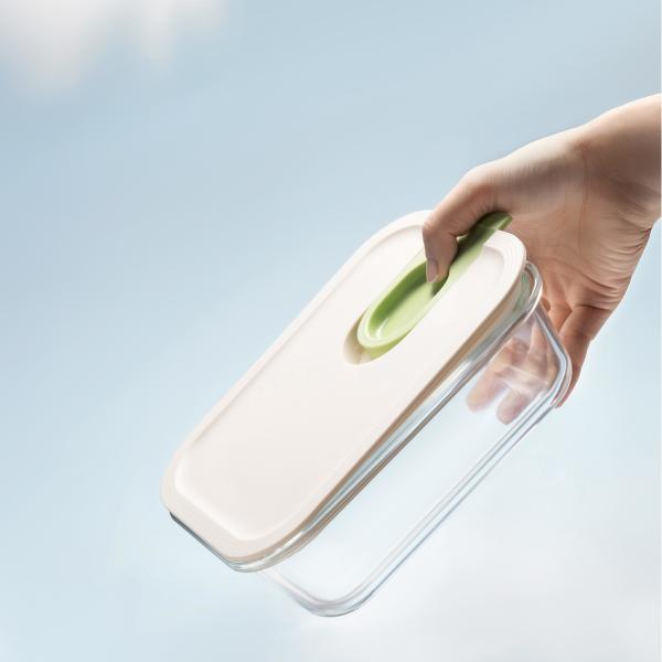 One-handed Easy-slide Unlock Glass Food Container