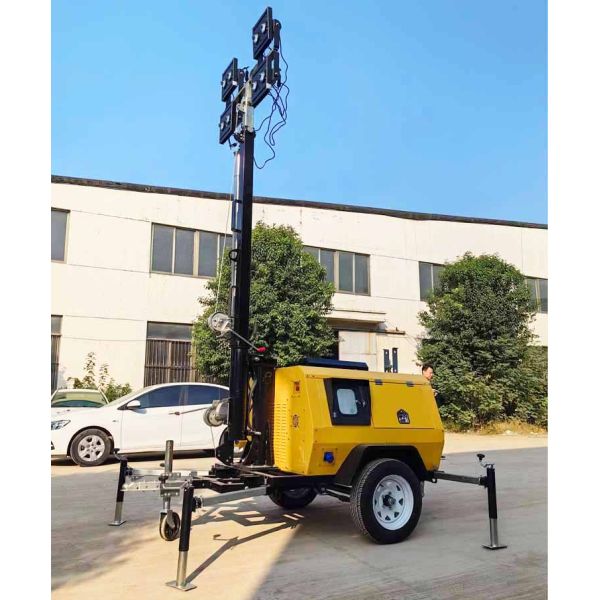 Torre de iluminación diésel Torre de iluminación portátil con mástil de 9 m para iluminación de actividades al aire libre