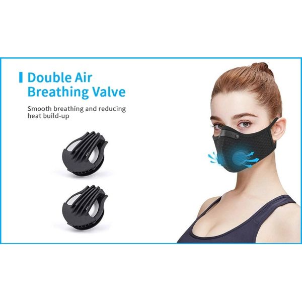 5Ply PM2.5 Protective Filter Face Mask with 2 exhalation valves Outdoor Sports Bike Motorcycle Face Mask