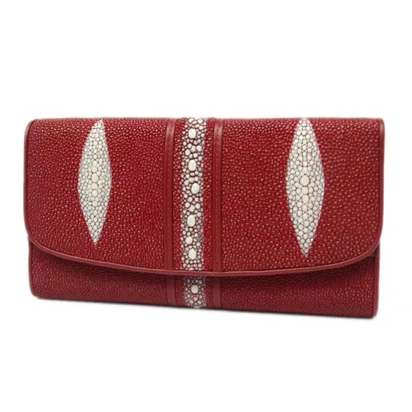 Stingray Skin Unisex Men Long Trifold Wallet Large Male Card Holders Genuine Leather Deep Blue Female Large Clutch Purse