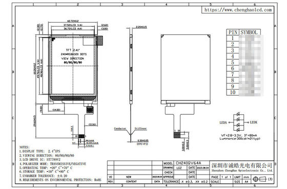 2.4 Inch IPS TFT LCD Module 240x320 Resolution 4-Line SPI Display