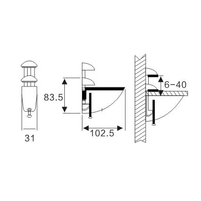 Adjustable Glass Holder YS-012L, Zinc Alloy,  for glass 6-40mm