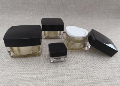 Anti Bacterial Acrylic Jars For Cosmetics Black / Gold Color Square Shape