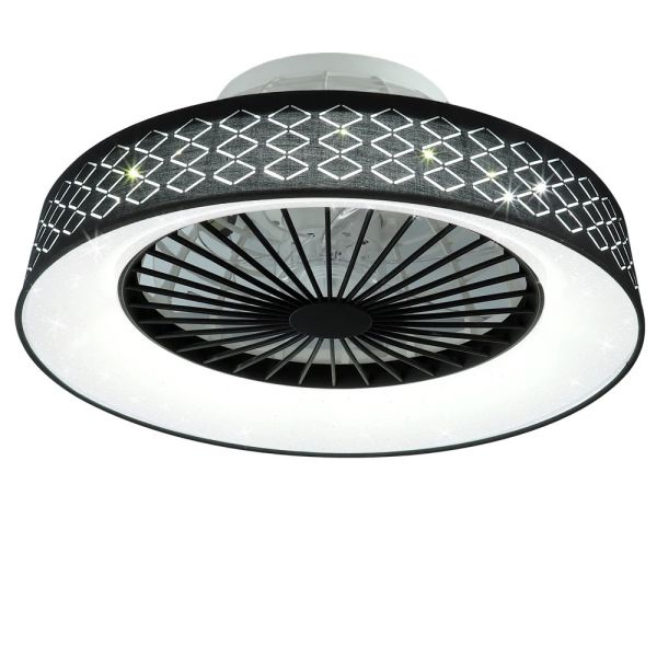 Kitchen Bedroom Living Room Timing Invisible Blades 57cm Dimmable fabric LED Ceiling Fan with Light(WH-CLL-72) ﻿