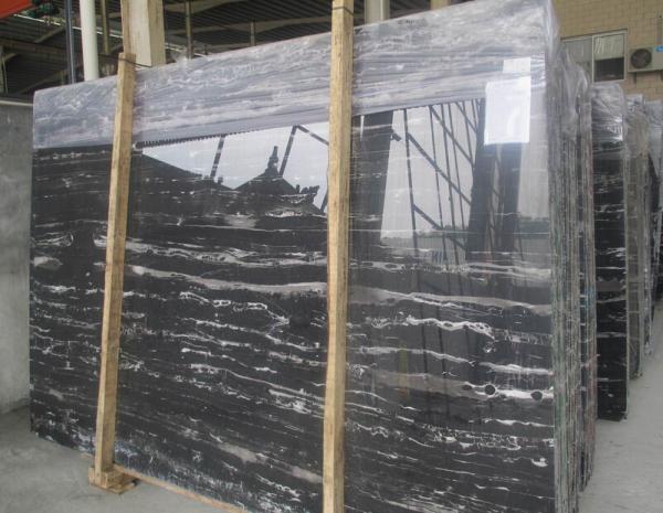 Portoro Black Marble Slab , Solid Surface Marble Sheets For Walls / Floor