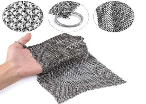 7x7 Inch Kitchen Pot Brush Cast Iron Chainmail Scrubber Cleaner