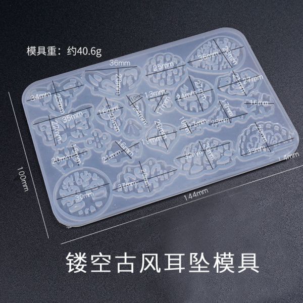 New DIY crystal dropper mold hollow antique style earrings pendant jewelry collection silicone mold for dropshipping