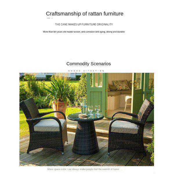 Minimalist New Nordic Courtyard Handmade PE Rattan Table and Chairs Sets