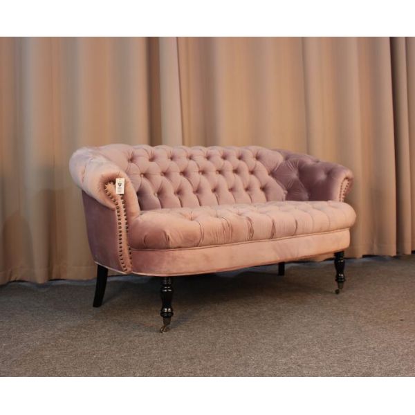 Vintage style tufted button sofa wing sofa with velvet fabric living room furniture wooden sofa