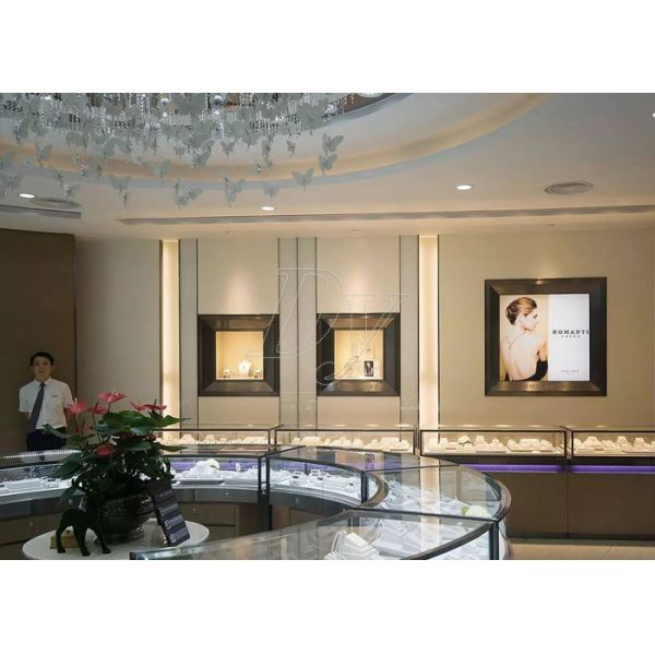 Commercial Display Cases / Jewellery Showroom Furniture Decorated With LED Lights