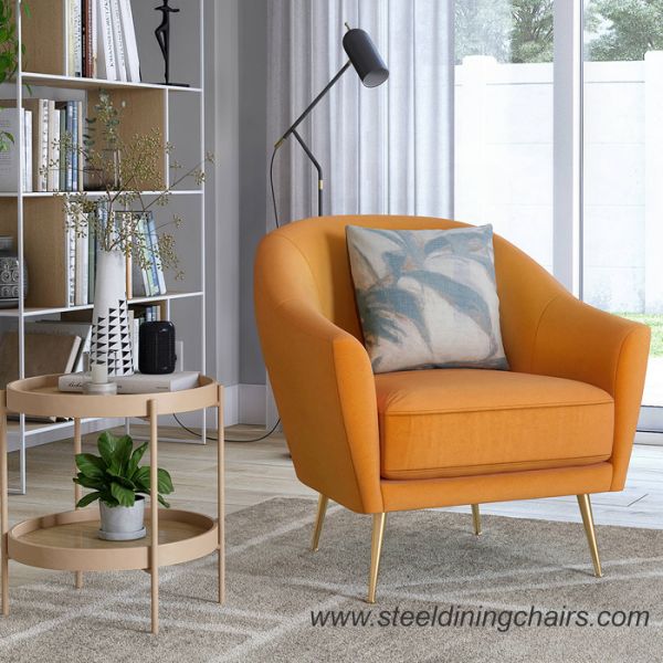 Green Velvet Upholstered Leisure Stainless Steel Leg 1 Seater Sofa