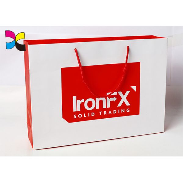 Eco Custom Printed Recycled Paper Bags With Handles / Promotional Paper Carrier Bags