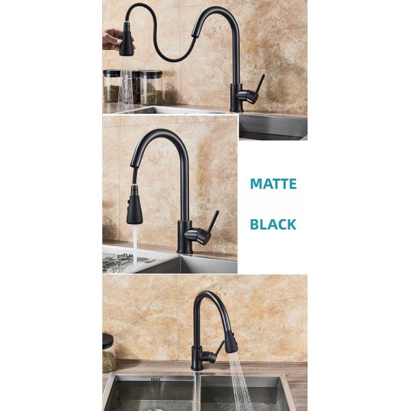 Sus304 Stainless Steel Kitchen Faucet Brushed Ceramic Cartridge Flexible Wash Basin Tap