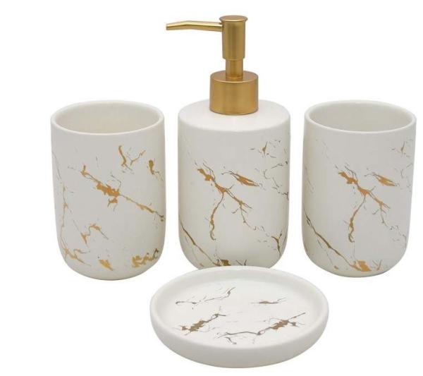 Cute Marble Ceramic Bathroom Set Soap Dispenser Sustainable For Home Hotel
