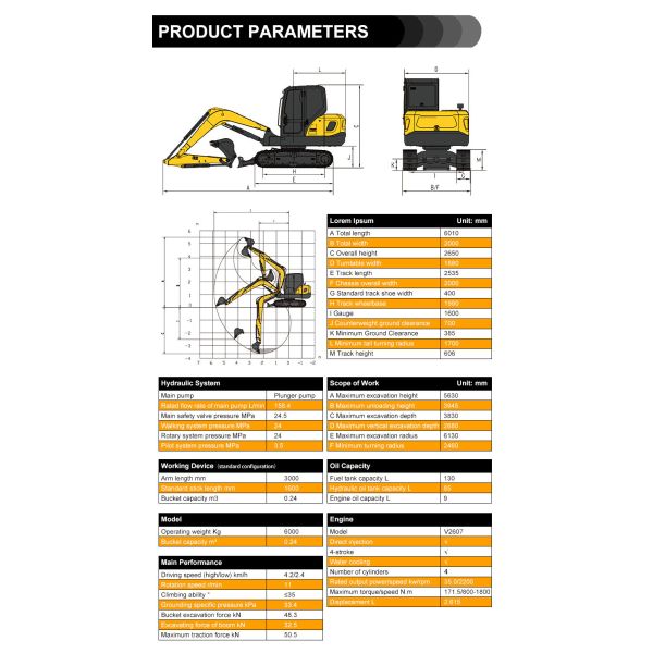 HT60Pro Hydraulic Excavator Hydraulic System and High Strength Structural Design