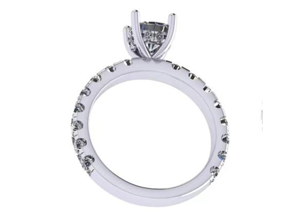 6x6mm 14k Solid Gold Jewellery , 24pcs 1.44ct Natural Diamond Engagement Ring