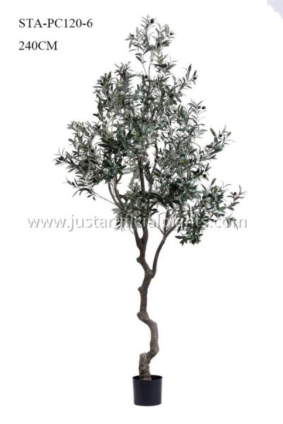 Planta verde-oliva 240CM do falso de imitação alto 8 Ft que curvam a vista natural da baixa manutenção da haste