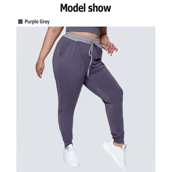 Pantalones de sequía rápidos flojos de la yoga del tamaño extra grande que funcionan con los pantalones casuales de los deportes del lazo