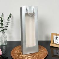 Sacs cadeaux en carton blanc à longue bande avec fenêtre, à main pour les bouquets